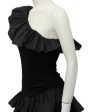 Black Ruffle One Shoulder Cocktail Cheap