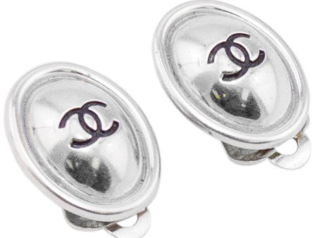 Spring 1999 Silver Oval CC Logo Earrings Online now