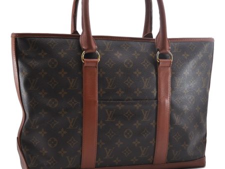 Auth Louis Vuitton Monogram Sac Weekend PM Vintage Tote Hand Bag M42425 LV 1867D For Sale