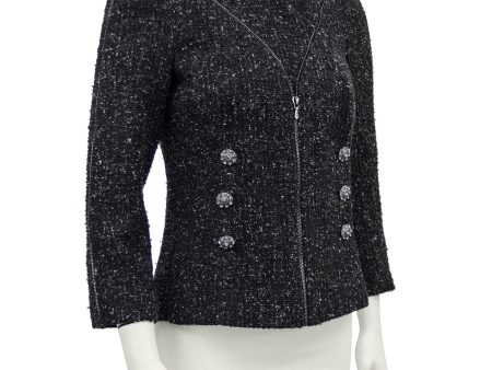 Grey Boucle Double Breasted Blazer For Cheap