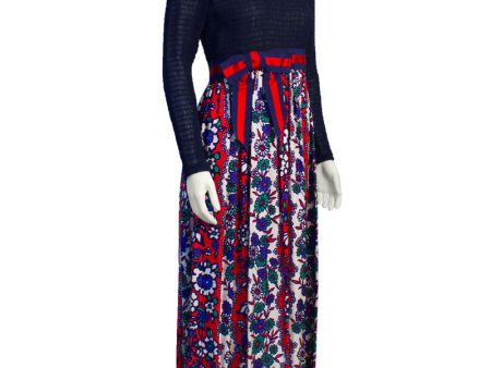 Navy Blue and Red Maxi Dress Supply