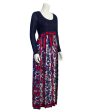 Navy Blue and Red Maxi Dress Supply