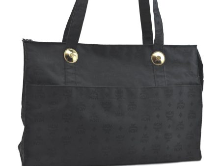 Authentic MCM Nylon Vintage Shoulder Tote Bag Black H3871 Supply