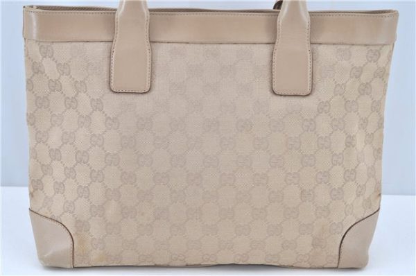 Authentic GUCCI Shoulder Tote Bag GG Canvas Leather 33890 Beige B6920 For Discount