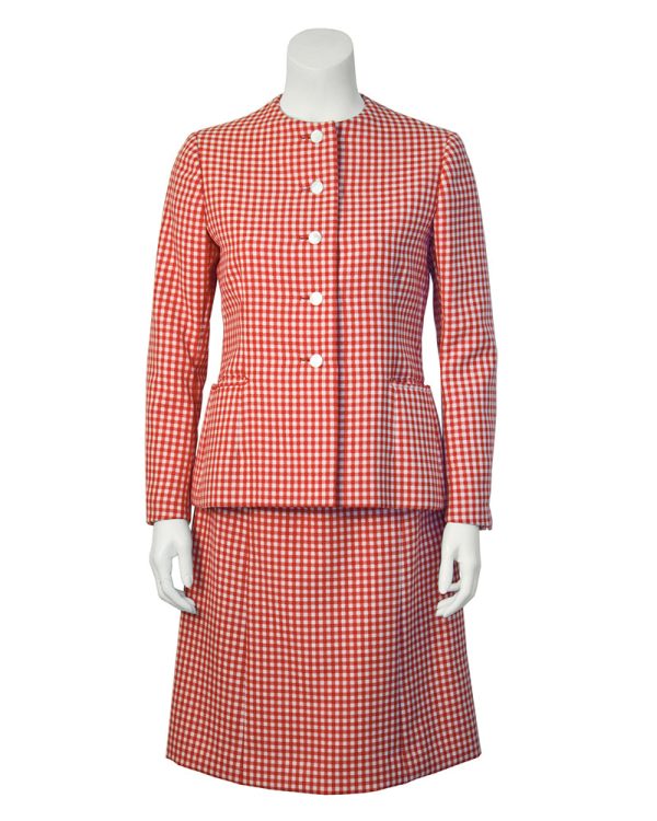 Red and White Gingham Skirt Suit Supply