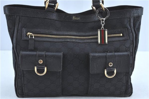 Authentic GUCCI Abbey Shoulder Tote Bag GG Canvas Leather 146247 Black H9338 Online Hot Sale