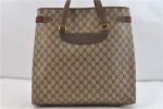 Auth GUCCI Web Sherry Line Shoulder Shoulder Tote Bag GG PVC Leather Brown 1968D Online now