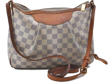 Auth Louis Vuitton Damier Azur Siracusa PM Shoulder Cross Bag N41113 LV 1383D Hot on Sale