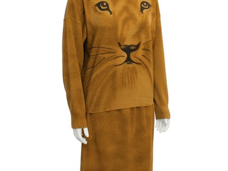 Brown Lion Face Knit Set Hot on Sale