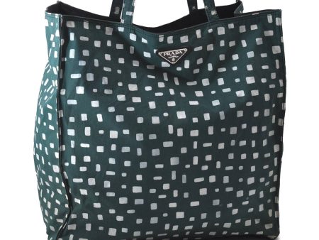 Authentic PRADA Nylon Leather Shoulder Tote Bag Green White 1199D Hot on Sale