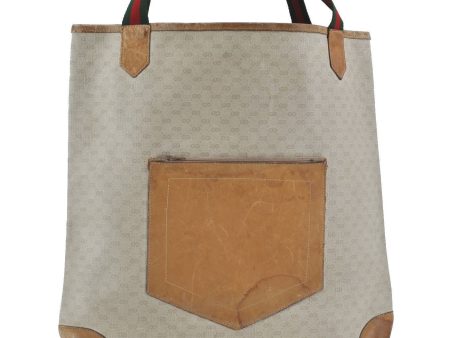 Auth GUCCI Wab Sherry Line Micro GG PVC Leather Shoulder Tote Bag Ivory H4786 on Sale