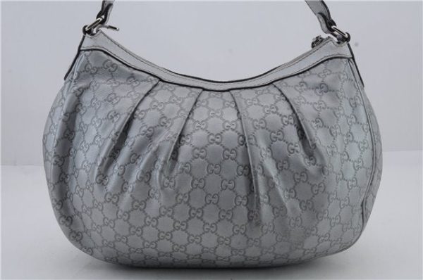 Auth GUCCI Guccissima Sukey Shoulder Tote Bag GG Leather 232955 Silver 2236D Online Sale