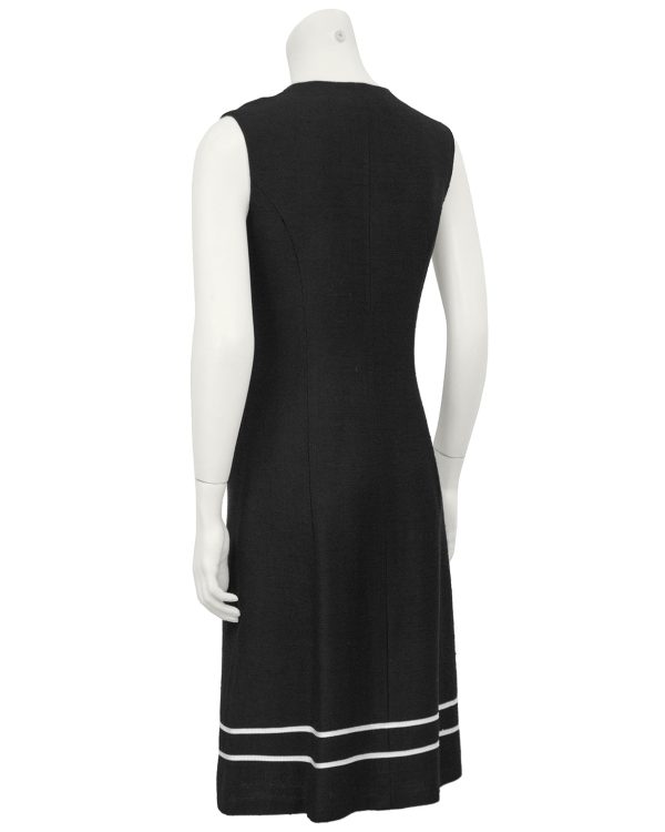 Black Day Dress with White Piping For Discount