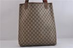 Authentic GUCCI Web Sherry Line Shoulder Tote Bag GG PVC Leather Brown 2348D Supply