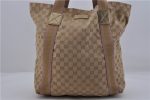 Authentic GUCCI Vintage Shoulder Tote Bag GG Canvas Leather 189669 Beige 1921D For Discount