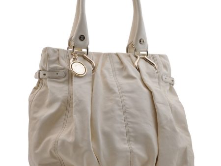 Authentic CELINE Vintage Shoulder Tote Bag Leather Ivory 2807C Online Sale