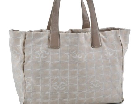 Authentic CHANEL New Travel Line Shoulder Tote Bag Nylon Leather Beige H3704 Online Hot Sale