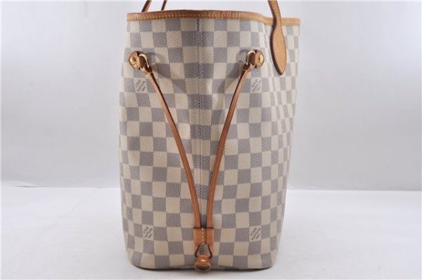 Authentic Louis Vuitton Damier Azur Neverfull MM Tote Bag N51107 LV 2124D For Cheap