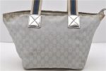 Authentic GUCCI Shoulder Tote Bag Purse GG Canvas Leather 131230 Silver 2079D Sale