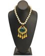 Faux Pearl and Cabochon Emerald Necklace Sale