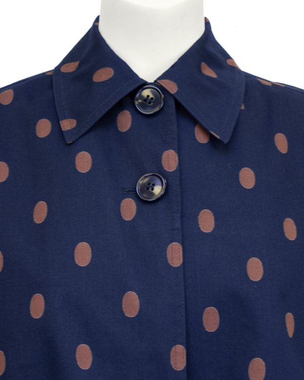 Navy and Brown Polka Dot Spring Weight Coat Supply