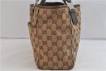 Authentic GUCCI Web Sherry Line Tote Bag GG Canvas Leather 145810 Brown 0919D Fashion