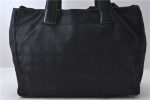 Authentic CHANEL New Travel Line Shoulder Tote Bag Nylon Leather Black 1882D Supply