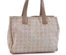 Authentic CHANEL New Travel Line Shoulder Tote Bag Nylon Leather Beige 9220B Discount