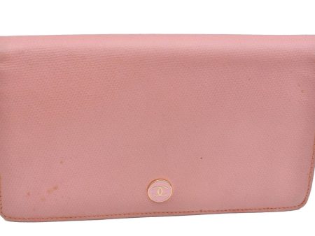 Authentic CHANEL Calf Skin CoCo Button Long Wallet Pink H5511 on Sale