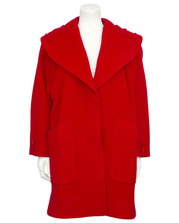 Red Wool Swing Coat Discount