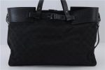 Authentic GUCCI Vintage Tote Hand Bag GG Canvas Leather 106251 Black 1952D Online now