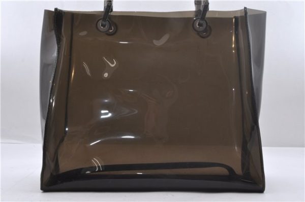 Authentic GUCCI Clear Bamboo Tote Hand Bag Vinyl Leather Black 1879D Discount