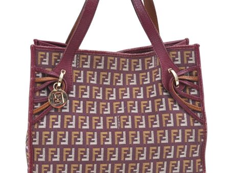 Authentic FENDI Zucchino Tote Hand Bag Canvas Leather Purple 7968B Online Hot Sale