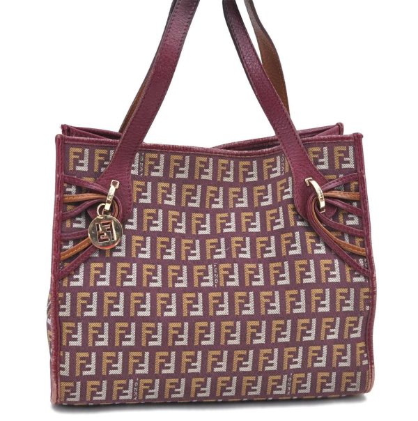 Authentic FENDI Zucchino Tote Hand Bag Canvas Leather Purple 7968B Online Hot Sale