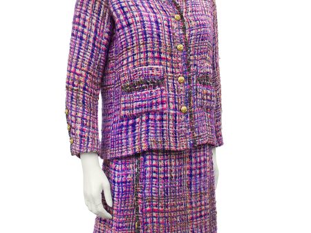 Purple and Pink Boucle Suit Online Hot Sale