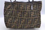 Authentic FENDI Zucca Tote Bag Nylon Leather Brown H9599 Online now