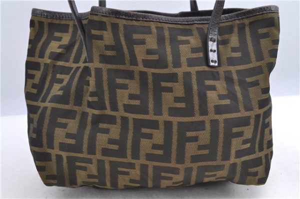 Authentic FENDI Zucca Tote Bag Nylon Leather Brown H9599 Online now