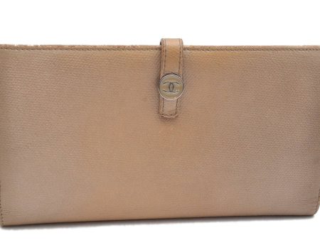 Authentic CHANEL Calf Skin CoCo Button Bifold Long Wallet Beige H5510 Online Hot Sale