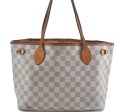 Authentic Louis Vuitton Damier Azur Neverfull PM Tote Bag N51110 LV G2571 For Sale