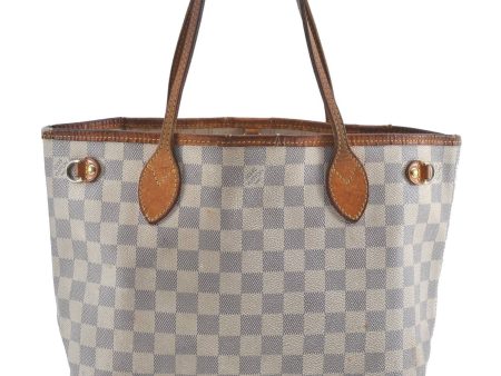 Authentic Louis Vuitton Damier Azur Neverfull PM Tote Bag N51110 LV G2571 For Sale