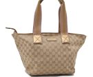 Authentic GUCCI Shoulder Tote Bag GG Canvas Leather 131230 Beige Gold 2272D For Discount