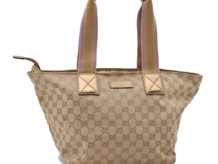 Authentic GUCCI Shoulder Tote Bag GG Canvas Leather 131230 Beige Gold 2272D For Discount