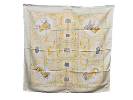 Authentic HERMES Carre 90 Scarf  LA PRESENTATION  Silk Yellow Beige 6931B Sale