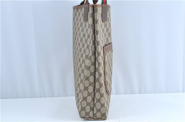 Authentic GUCCI Web Sherry Line Shoulder Tote Bag GG PVC 002586487 Brown H9734 Online now