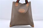 Auth GUCCI Web Sherry Line Micro GG Shoulder Tote Bag PVC Leather Brown 0461D Hot on Sale