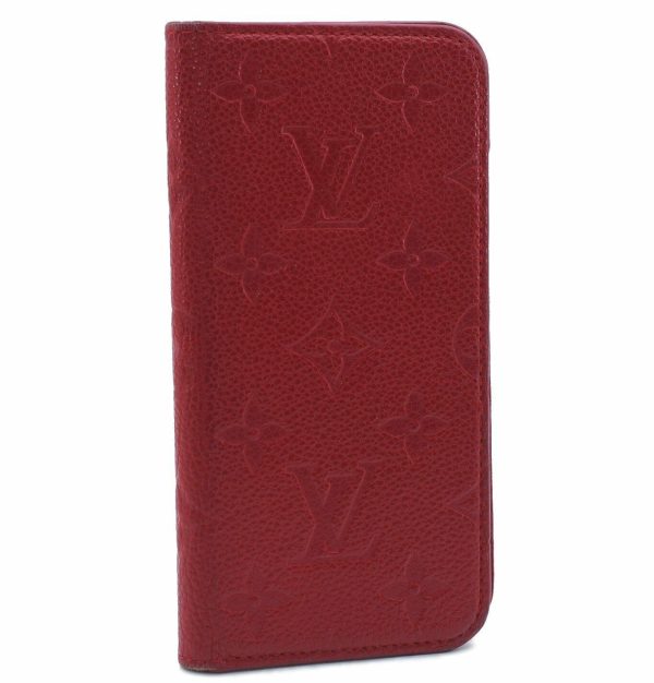 Authentic LOUIS VUITTON Empreinte Folio iPhone X Case Red M63588 LV 8013A Online now