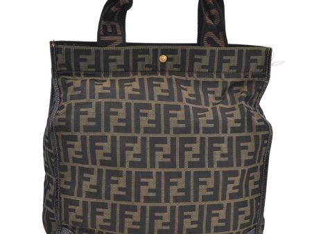 Authentic FENDI Zucca Hand Tote Bag Canvas Brown H9016 Fashion