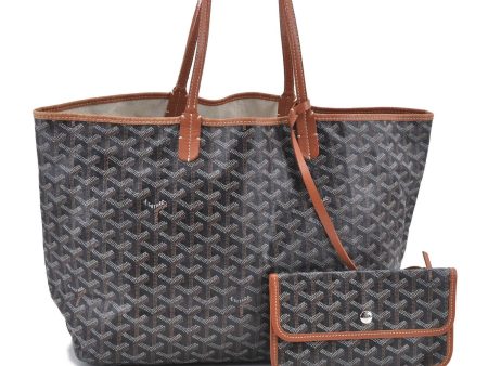 Auth Goyard Saint Louis PM Shoulder Tote Bag GG PVC Leather Black Brown H9473 Online