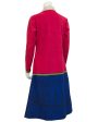 Red, Beige and Blue Trompe L oeil Ultrasuede Dress Sale