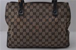 Authentic GUCCI Bamboo Tote Hand Bag GG Canvas Leather 112526 Black 1905D For Cheap